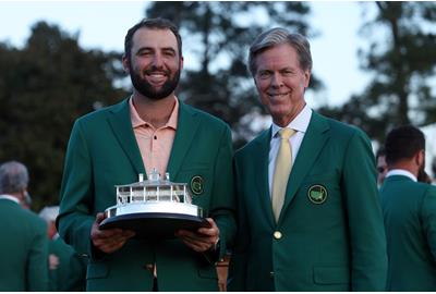 Scottie Scheffler, pictured with Masters chairman Fred Ridley, receives $3.6m.