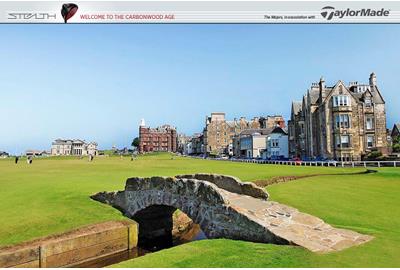 The famous Swilcan Bridge across the Swilcan Burn at St Andrews Old Course.