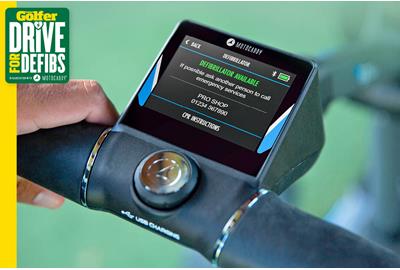 Motocaddy's GPS trolleys locate the nearest defibrillator locations.