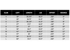 The specifications of the PXG 0311 GEN6 XP irons