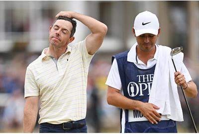 Rory McIlroy looks dejected after missing out on winning the 150th Open at St Andrews.