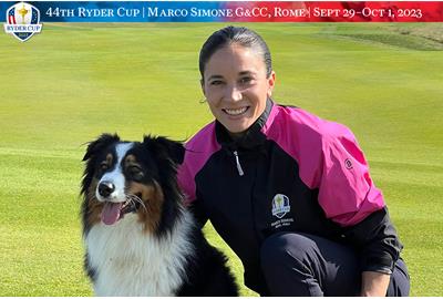 Lara Arias with her aptly-named dog, Ryder.