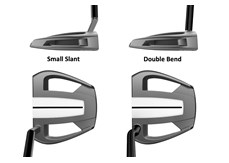 The TaylorMade Spider Tour Series V putter at address with both a small slant and double bend hosel