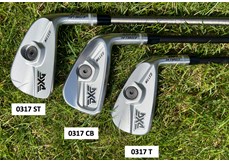 The backs of the three irons within the PXG 0317 family