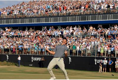 Bryson DeChambeau celebrates after winning the 2024 US Open