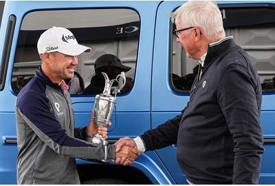 Brian Harman returns the Claret Jug in advance of the 2024 British Open at Royal Troon