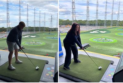 The Today's Golfer team testing the Sure Thing driver at Topgolf.