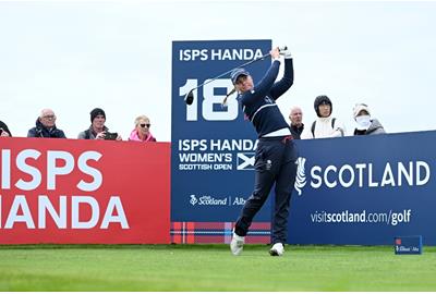 Charley Hull tees off on the 18th hole at the Women's Scottish Open