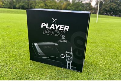 Blue Tees Player Pack contains both the Player GO Speaker and the Series 3 Max E rangefinder