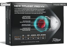 The back of the box of the Titleist Pro V1x 2021 golf ball.