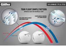 The 2021 TaylorMasde TP5 golf ball has a new Tour Flight Dimple Pattern.