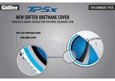 The 2021 TaylorMade TP5x golf ball has a softer urethane cover than its predecessor.