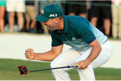 Sergio Garcia celebrates his Masters win.