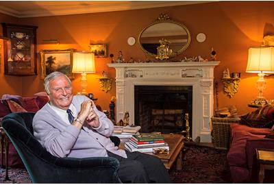 Peter Alliss, the voice of golf, at his Surrey home in December 2017.