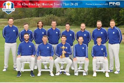 Captain Padraig Harrington and his Ryder Cup Team Europe players for the 2020 match at Whistling Straits.