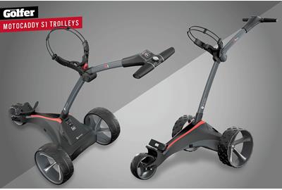 The new Motocaddy S1 and S1 DHC electric golf trolleys.