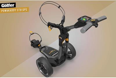 The new PowaKaddy CT8 GPS electric golf trolley.